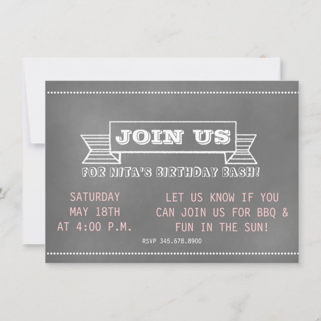 Chalkboard Banner Invitation (Front)
