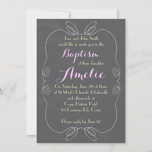 Chalkboard Baptism Christening Invitations (Front)