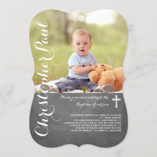 Chalkboard Baptism Photo Invitation