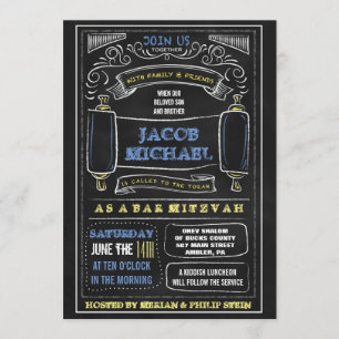 CHALKBOARD Bar Bat Mitzvah Invitation