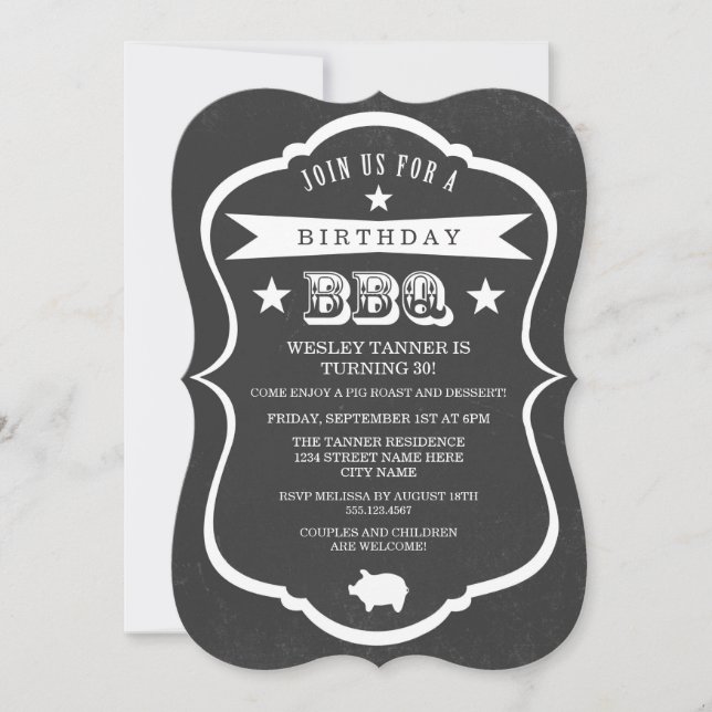 Chalkboard Barbecue Birthday Party Invitation (Front)