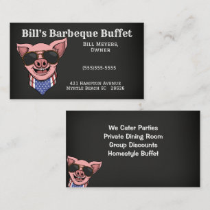Chalkboard Barbecue Pig Illustration Business Card