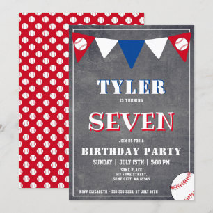 Chalkboard Baseball Birthday Invitation Birthday