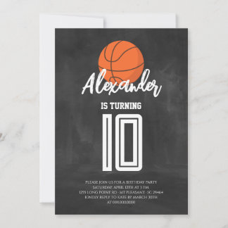 Chalkboard Basketball Birthday Party Invitation