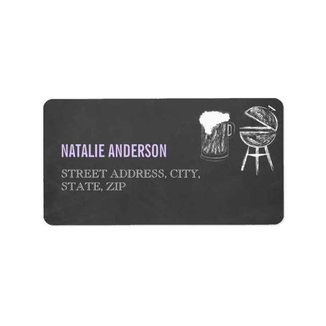 Chalkboard BBQ Baby Shower Address Label (Front)