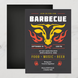Chalkboard BBQ Grill Cookout Summer Party Invitation