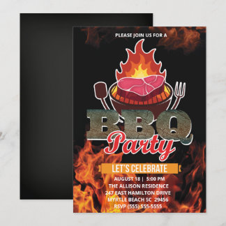 Chalkboard BBQ Grill Cookout Summer Party Invitation
