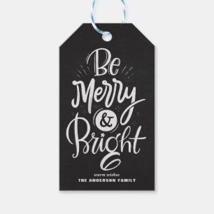 Chalkboard Be Merry and Bright Lettering Christmas Gift Tags