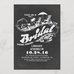 chalkboard beach bridal shower invitations