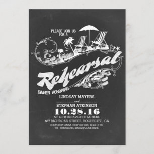 chalkboard beach rehearsal dinner invitations