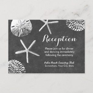 Chalkboard Beach Theme Seashells Wedding Reception Enclosure Card