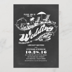 chalkboard beach wedding invitations