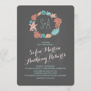 Chalkboard beach wedding invitations