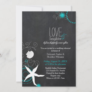 Chalkboard Beach Wedding Rehearsal Dinner Invitation
