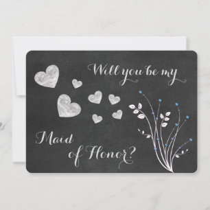 Chalkboard Beaded Floral Maid of Honour Invitation