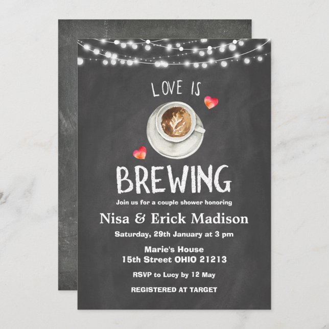 Chalkboard Beer Bridal Shower Love is Brewing  Invitation (Front/Back)