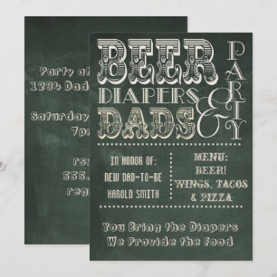 Chalkboard Beer Diapers and DADS Baby Shower Invitation