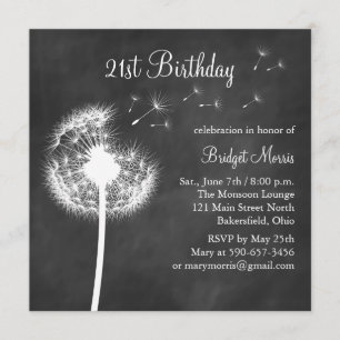 Chalkboard Best Wishes 21st Birthday Invitation