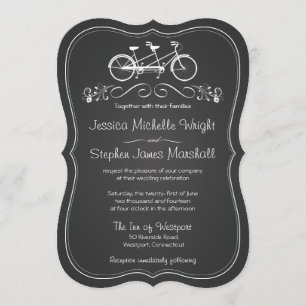 Chalkboard Bicycle for Two Wedding Invitations