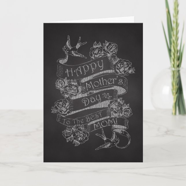 Chalkboard Birds Happy Mothers Day Card (Front)