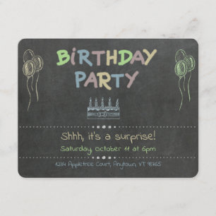 Chalkboard Birthday Party Surprise Birthday Enclosure Card