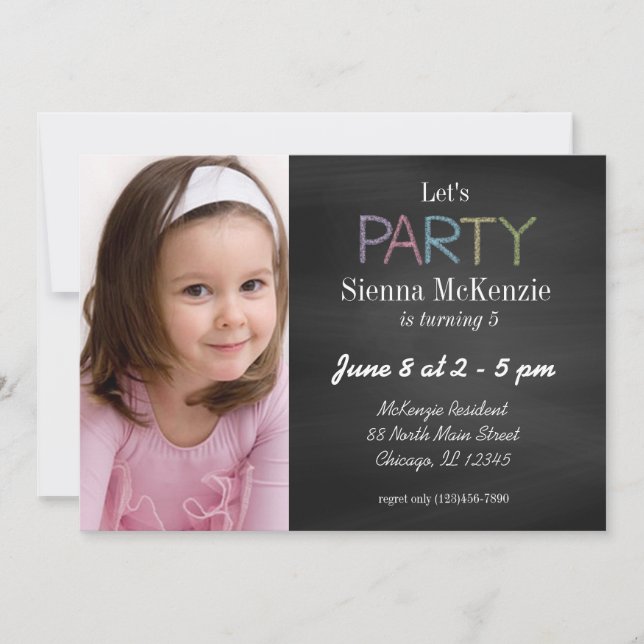 Chalkboard birthday style invitation (Front)