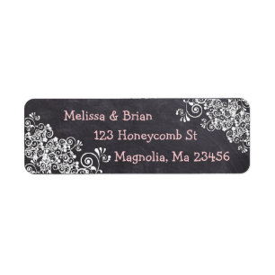 Chalkboard Black and Pink Heart Return Address