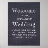 Chalkboard Black and White Unplugged Wedding Sign