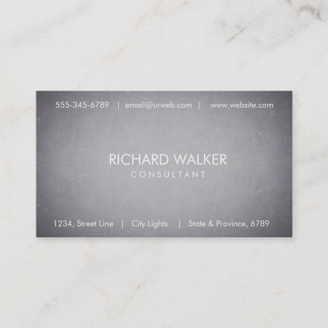Chalkboard Black Board Elegant Modern Professional Business Card (Front)