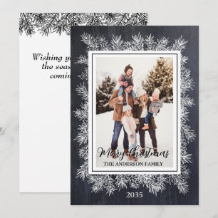 Chalkboard Black Botanical Vintage Frame Christmas Holiday Card