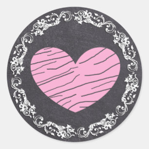 Chalkboard Black & Pink Heart Wedding Stickers