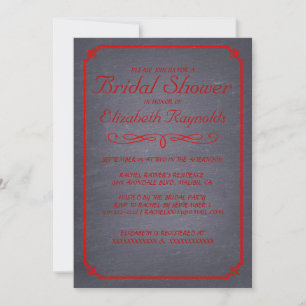 Chalkboard Black & Red Bridal Shower Invitations