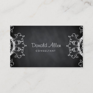 Chalkboard Black Vintage Professional Damask Business Card