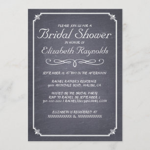 Chalkboard Black & White Bridal Shower Invitations