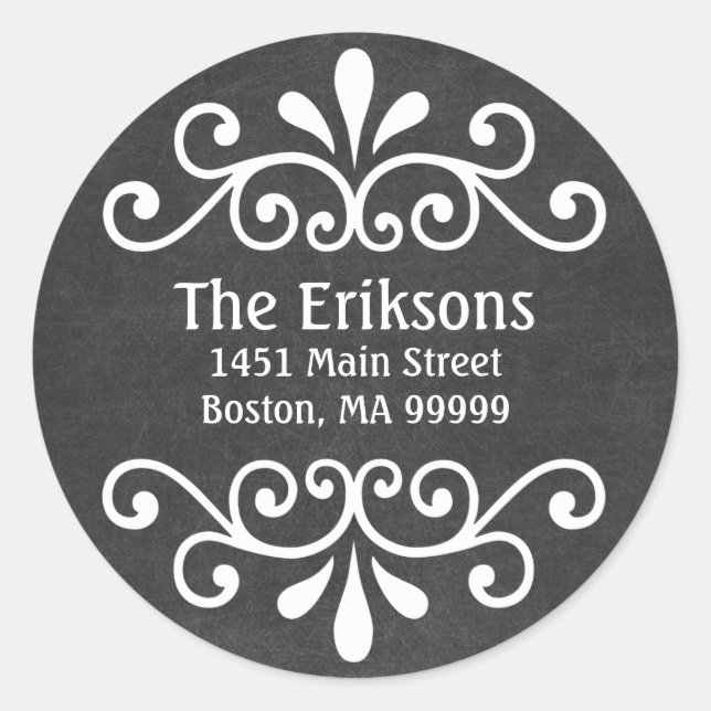 Chalkboard Black White Personalised Address Labels (Front)