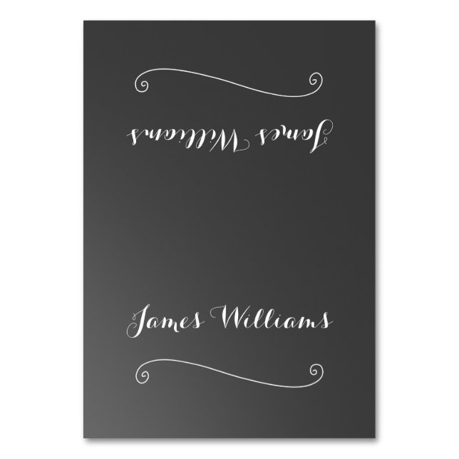 Chalkboard Black White Place Setting Cards (Front)