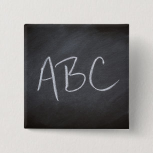 Chalkboard Blackboard Background ABC Retro Style 15 Cm Square Badge