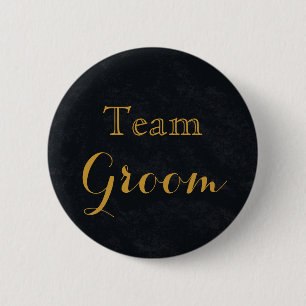 Chalkboard Blackboard Gold Wedding Team Groom 6 Cm Round Badge