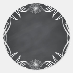 Chalkboard Blank Floral Swirl Customise Text Classic Round Sticker