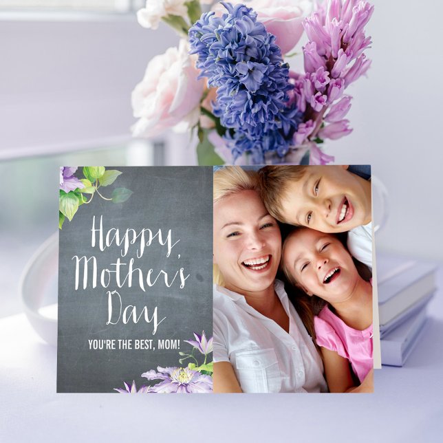 Chalkboard BloomMothers Day Photo Card (Creator Uploaded)