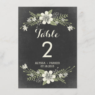 Chalkboard Blooms Double-Sided Table Number Card