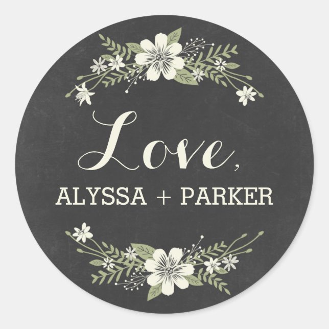 Chalkboard Blooms Favour Sticker (Front)