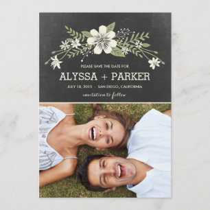 Chalkboard Blooms Save The Date Cards