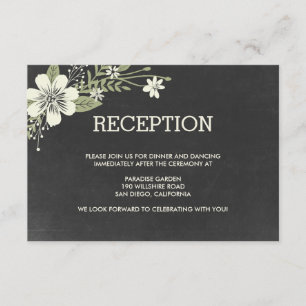 Chalkboard Blooms Wedding Reception Cards