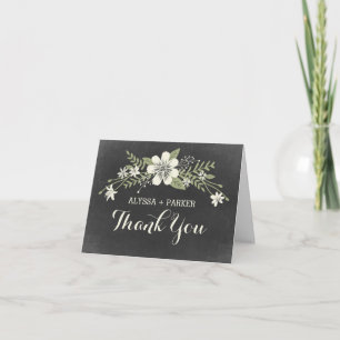 Chalkboard Blooms Wedding Thank You Card