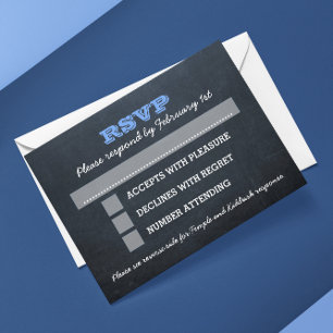 Chalkboard Blue Bar Mitzvah Big RSVP with Options
