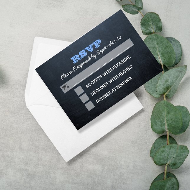 Chalkboard Blue Bar Mitzvah RSVP Card (Creator Uploaded)