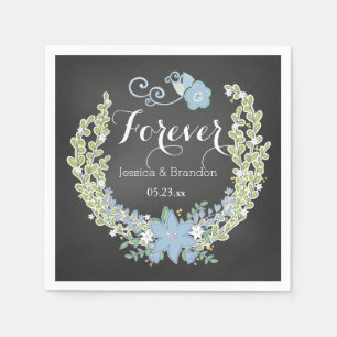 Chalkboard Blue Bells Forever Wedding Paper Napkin