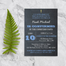 Chalkboard Blue Confirmation Invitation
