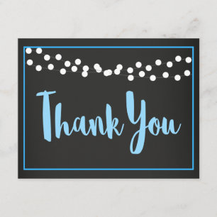 Chalkboard Blue Thank You   BBQ Baby Beer Card